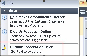 Microsoft Office Communicator 2007 Outlook Integration Error